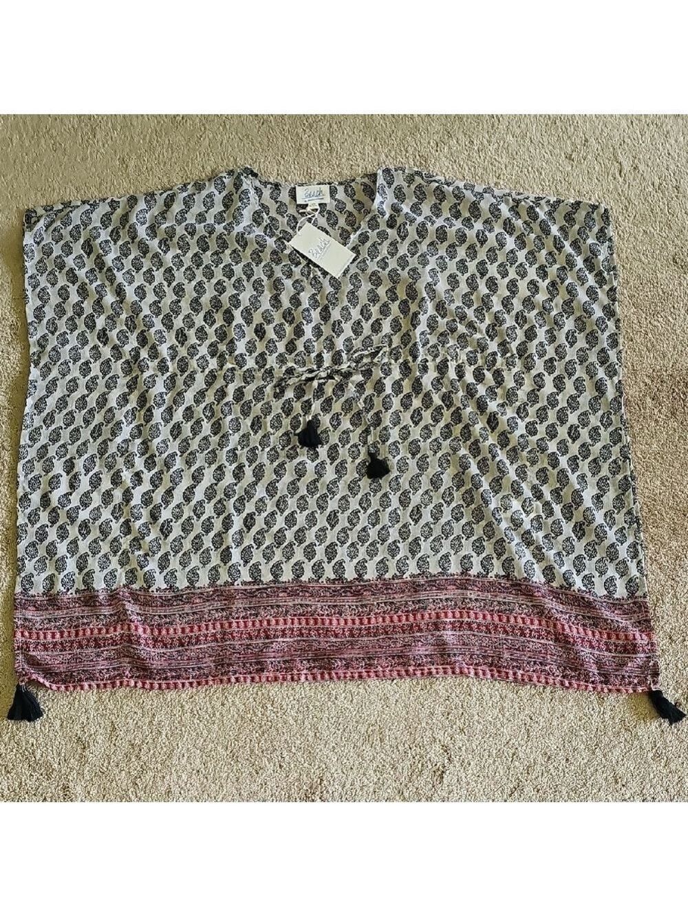 Gray and Pink Patterned Poncho